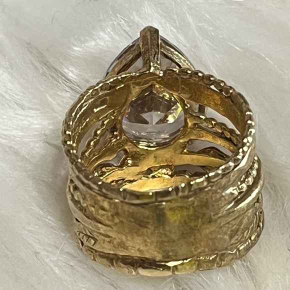 Israel 925 Gold Over Sterling CZ Ring - Picture 5 of 14